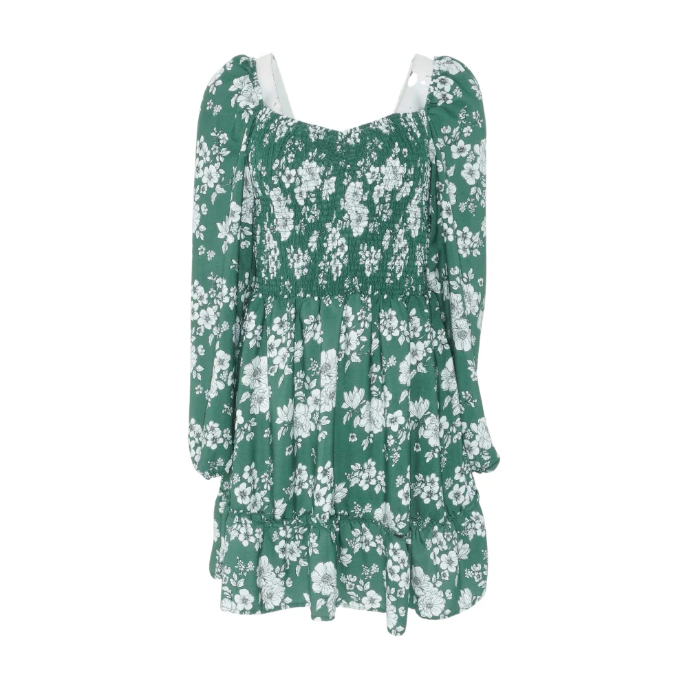 Green Plus Floral Mini Dress