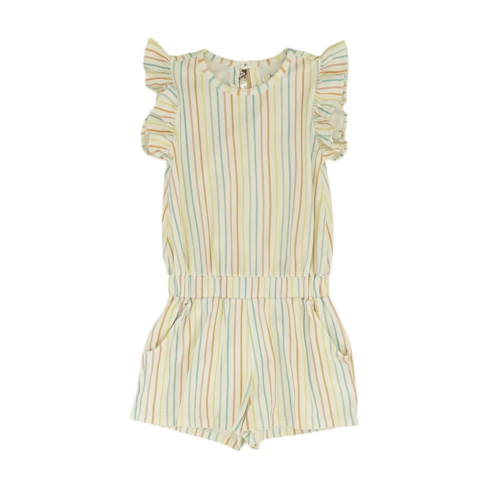 White Striped Short Sleeve One-Piece
