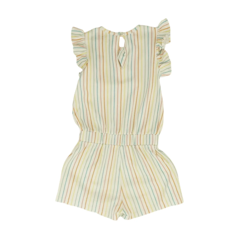 White Striped Short Sleeve One-Piece - Image 2
