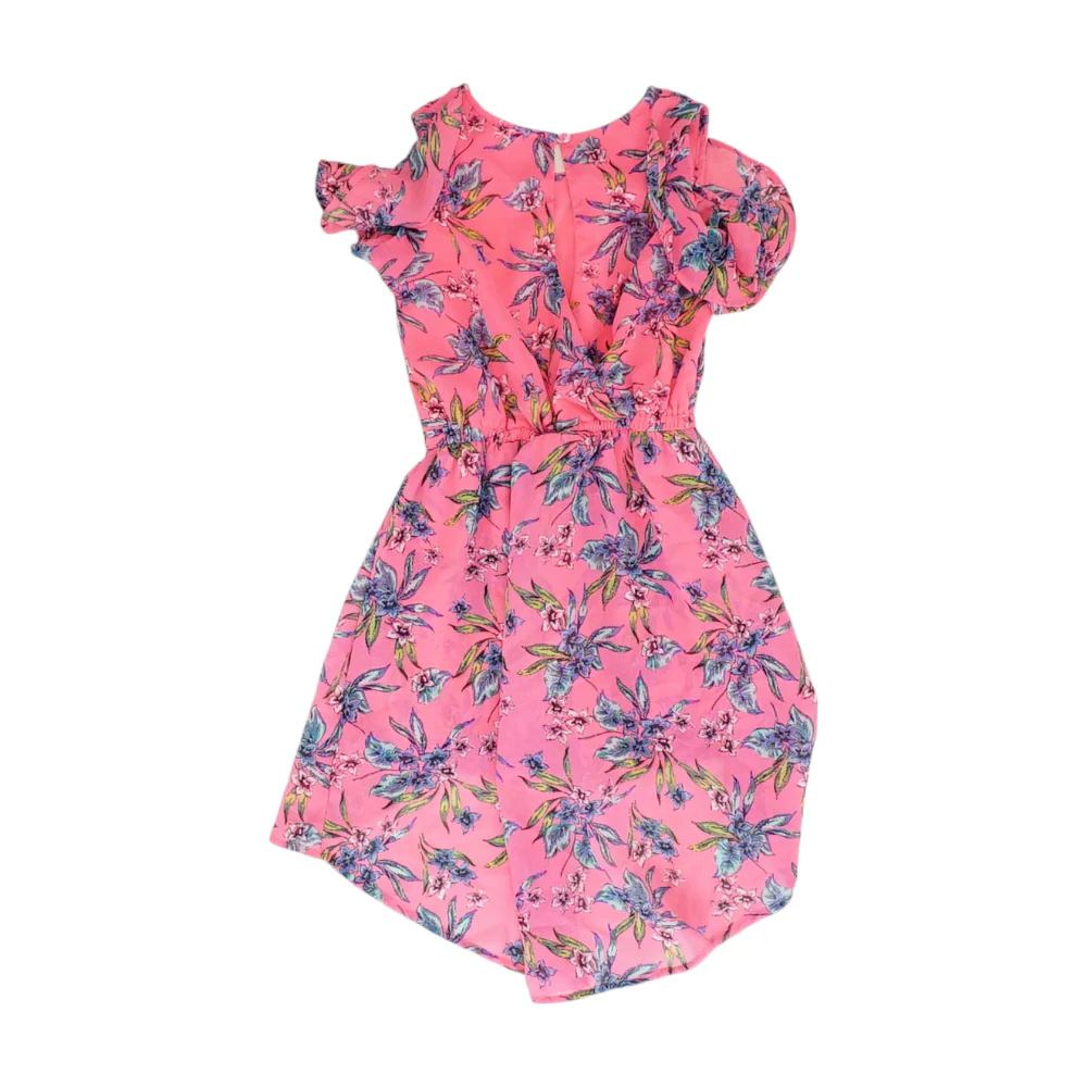 Neon Pink Floral Short Sleeve One-Piece - Image 2