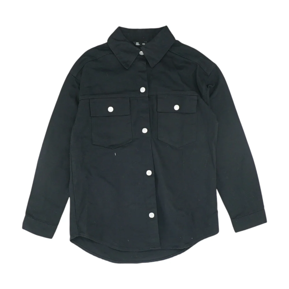 Black Solid Denim Jacket