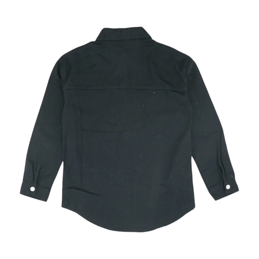 Black Solid Denim Jacket - Image 2