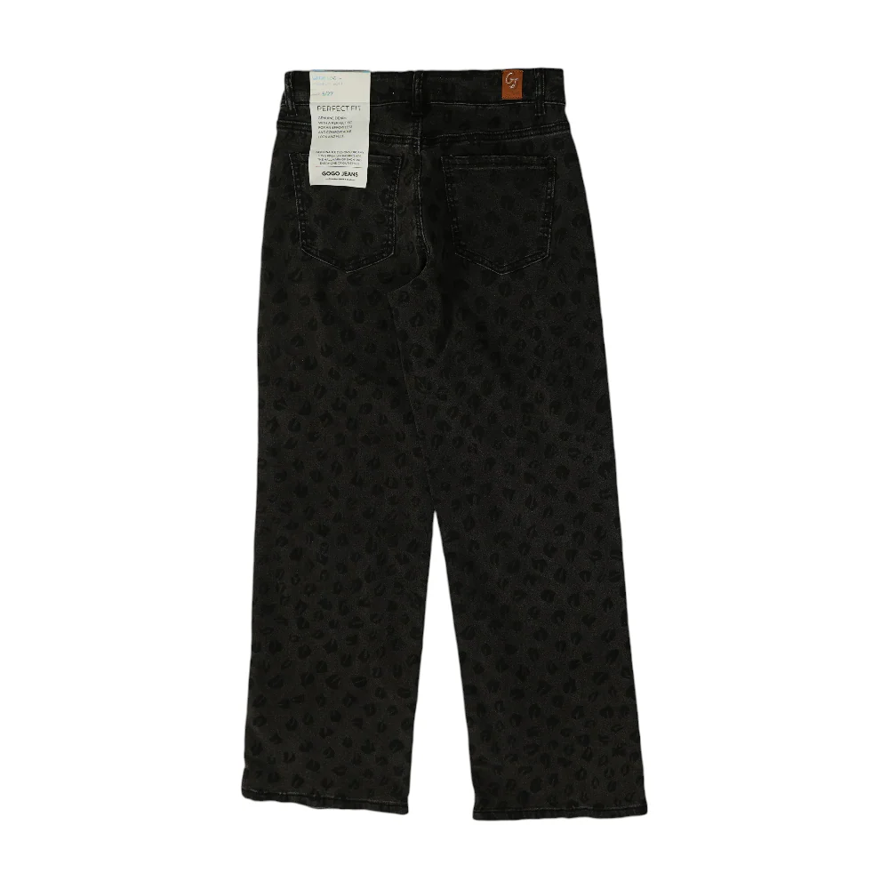 Black Animal Print Relaxed Jeans - Image 2
