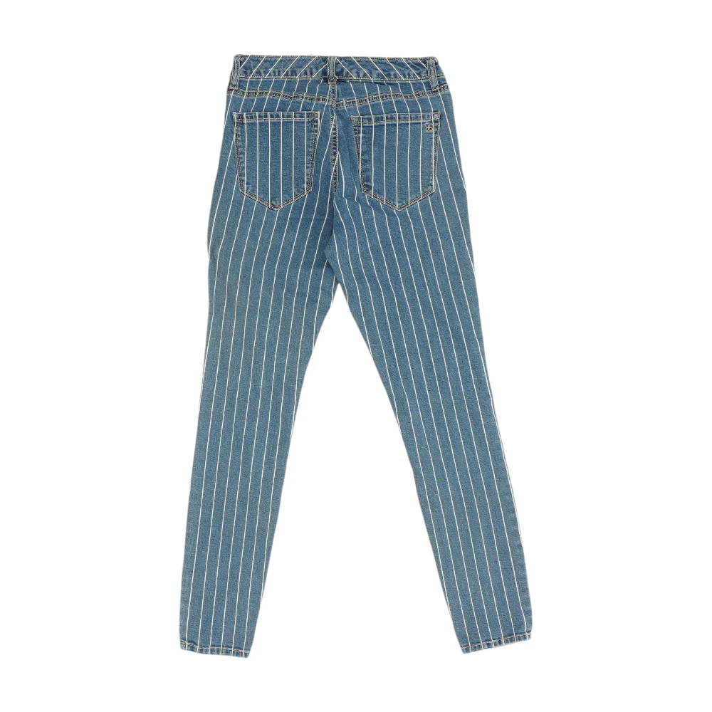 Blue Striped Skinny Jeans - Image 2