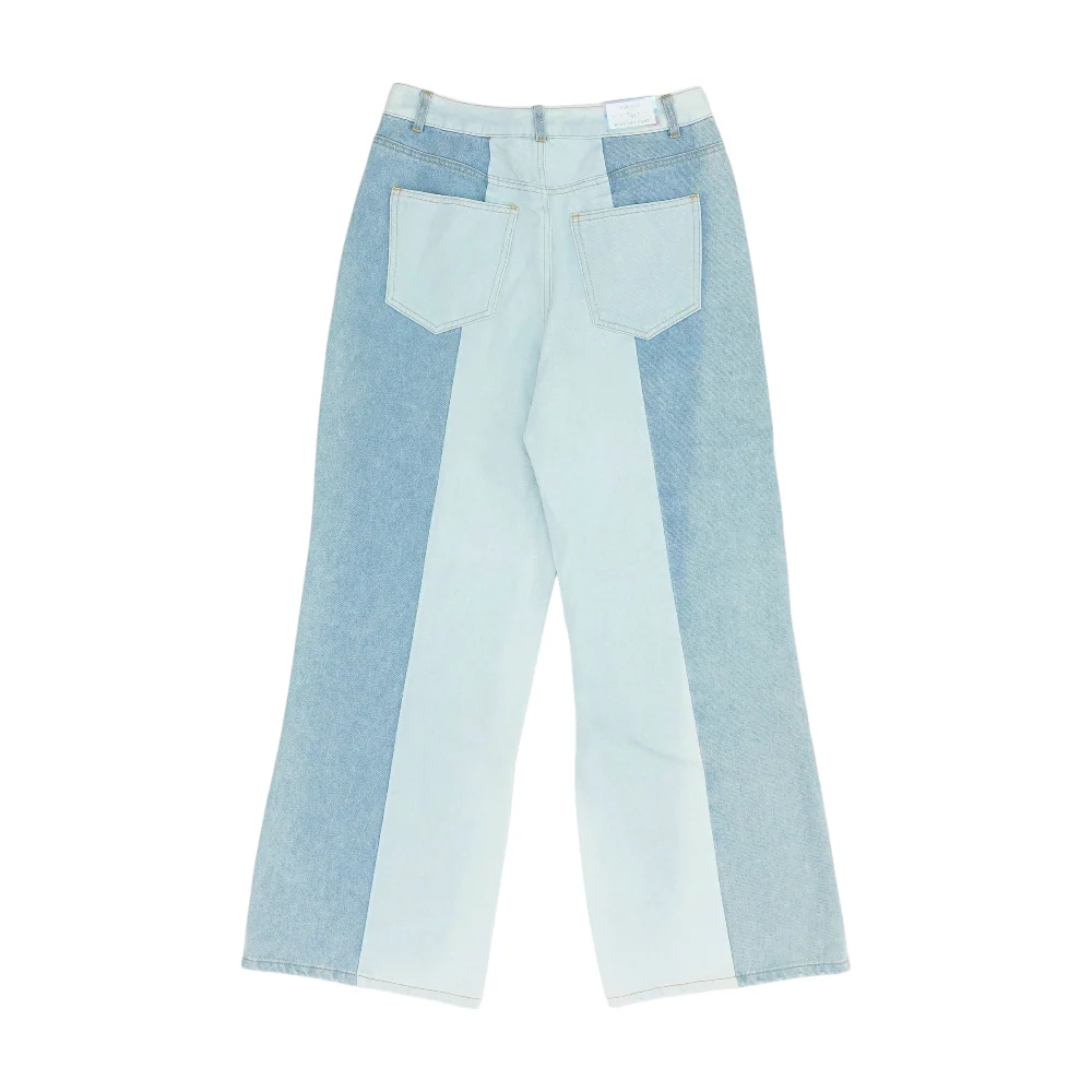 Blue Color Block Wide Leg Jeans - Image 2