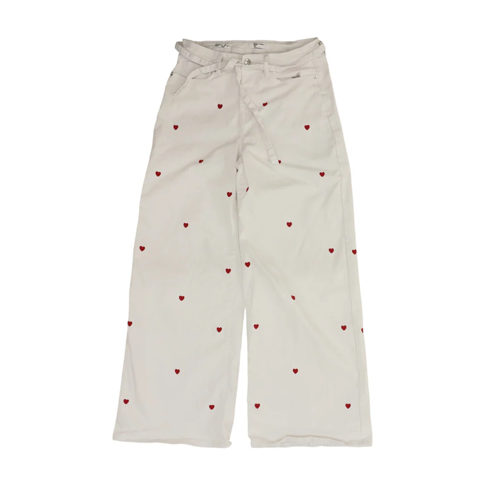 White Hearts Bell Bottom Jeans