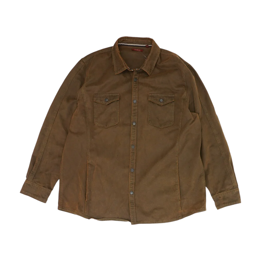 Brown Solid Long Sleeve Button Down