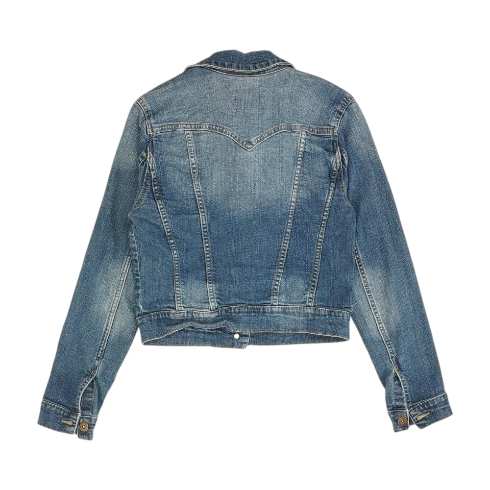 Blue Solid Denim Jacket - Image 2