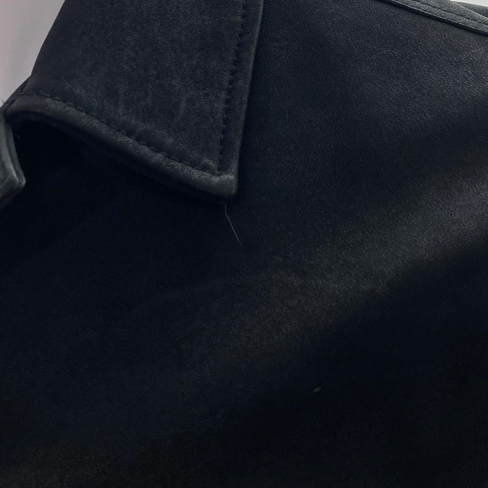 Black Solid Leather Jacket - Image 3