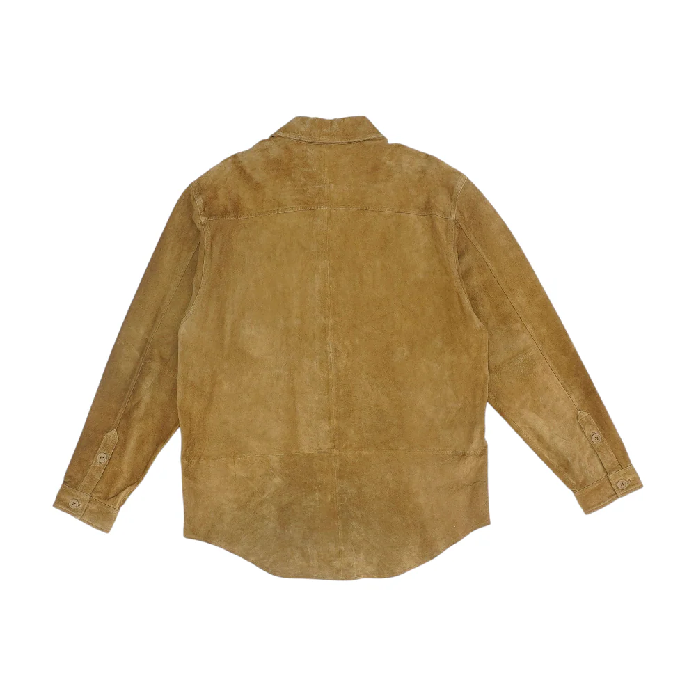 Tan Solid Leather Jacket - Image 2