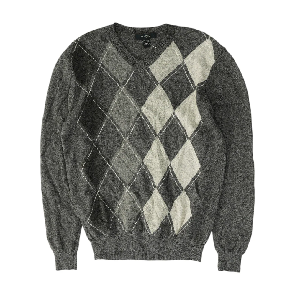 Gray Argyle Pullover Sweater