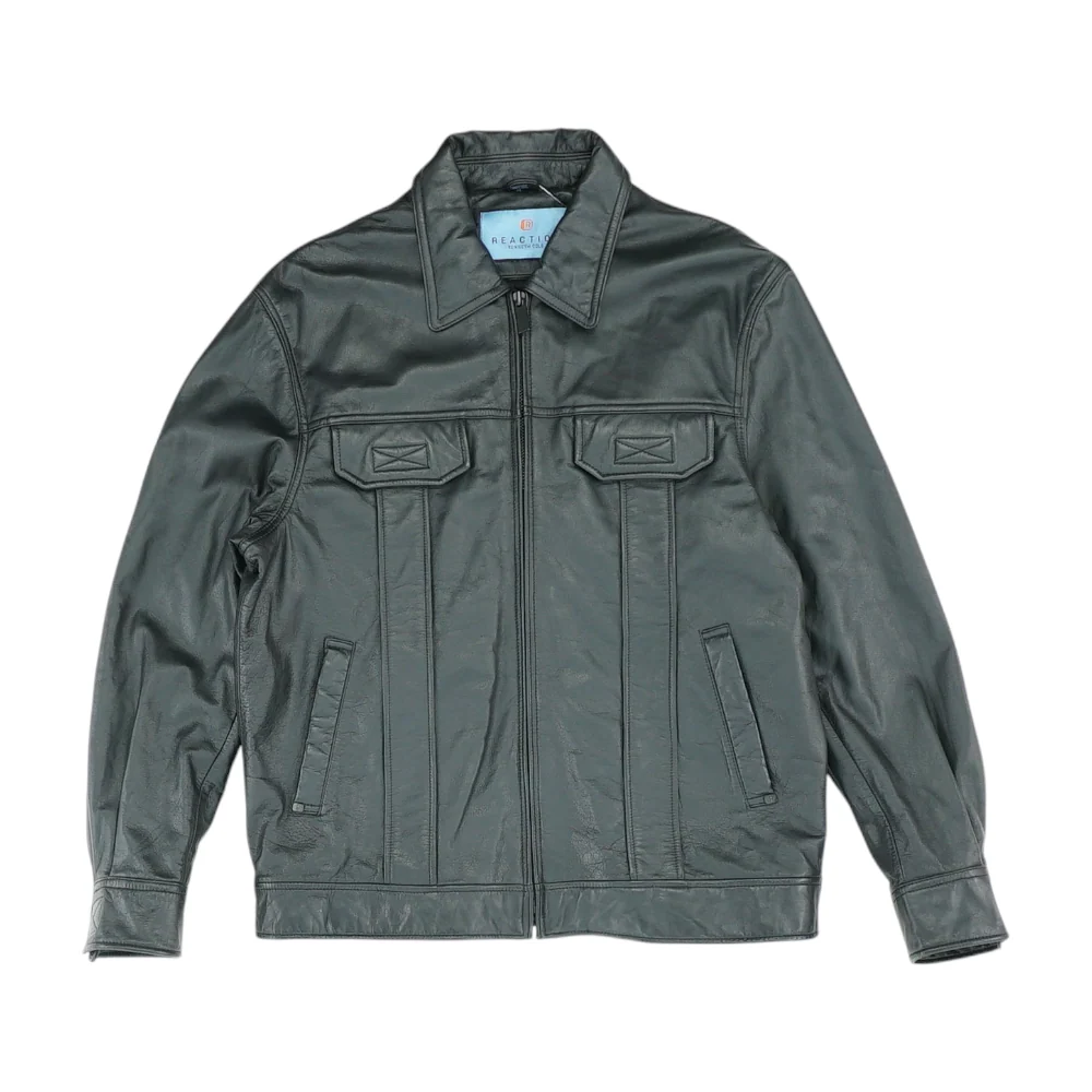 Black Solid Leather Jacket