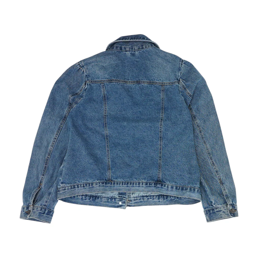 Blue Solid Denim Jacket - Image 2