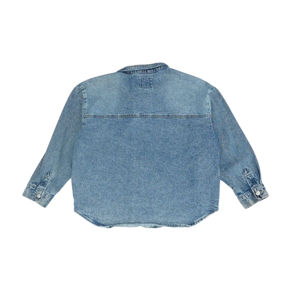 Blue Solid Denim Jacket - Image 2