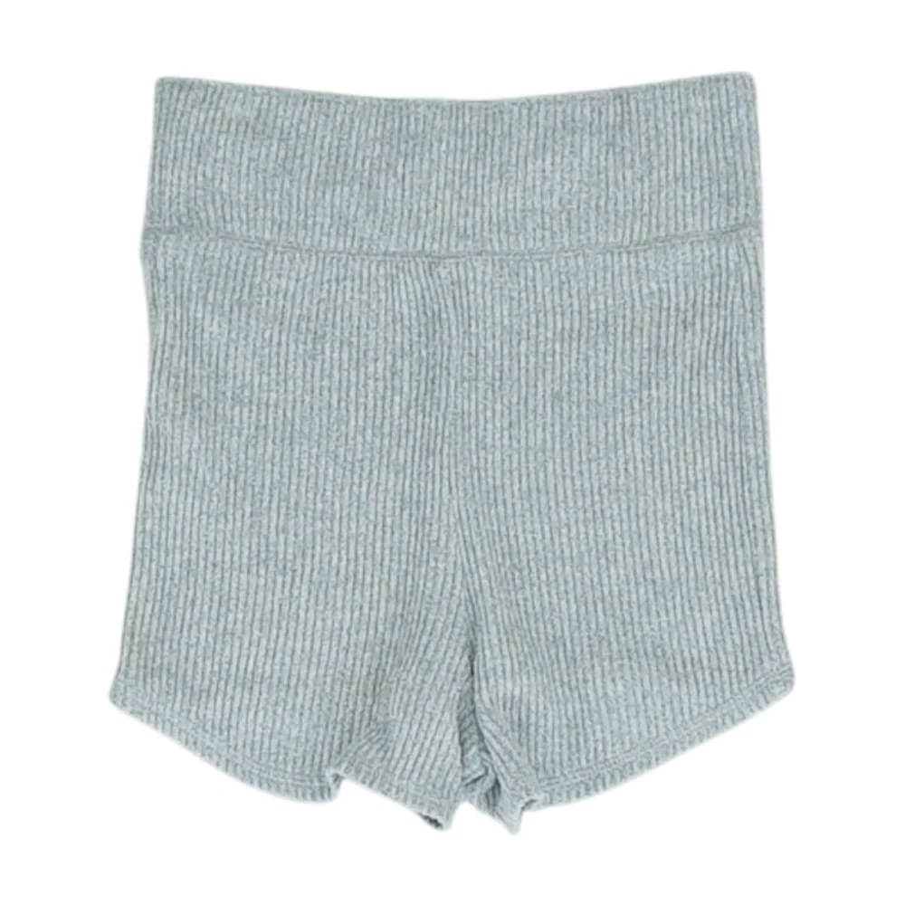 Gray Solid Knit Shorts - Image 2