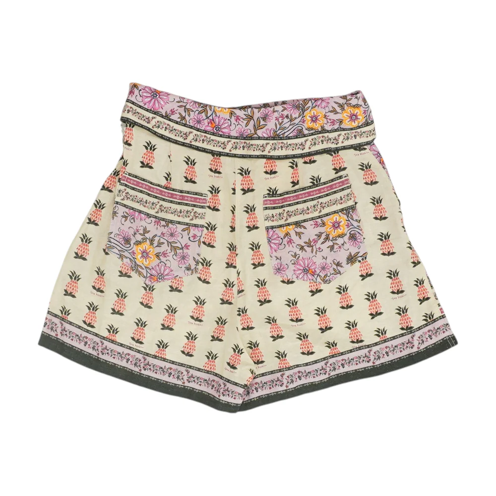 Beige Print Knit Shorts - Image 2