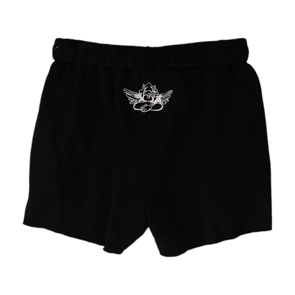 Black Solid Knit Shorts - Image 2