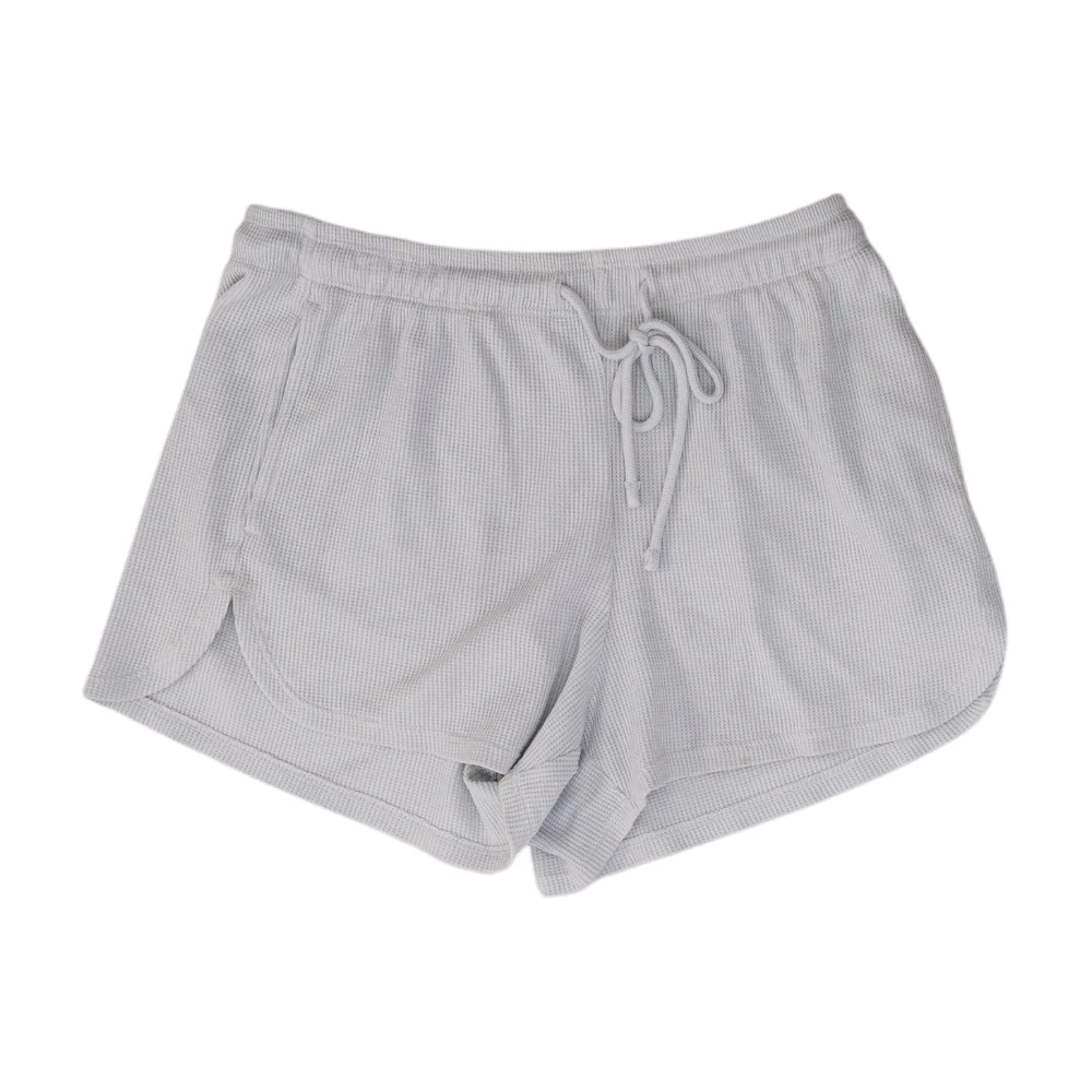 White Solid Knit Shorts