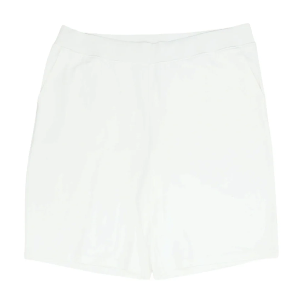 White Solid Knit Shorts