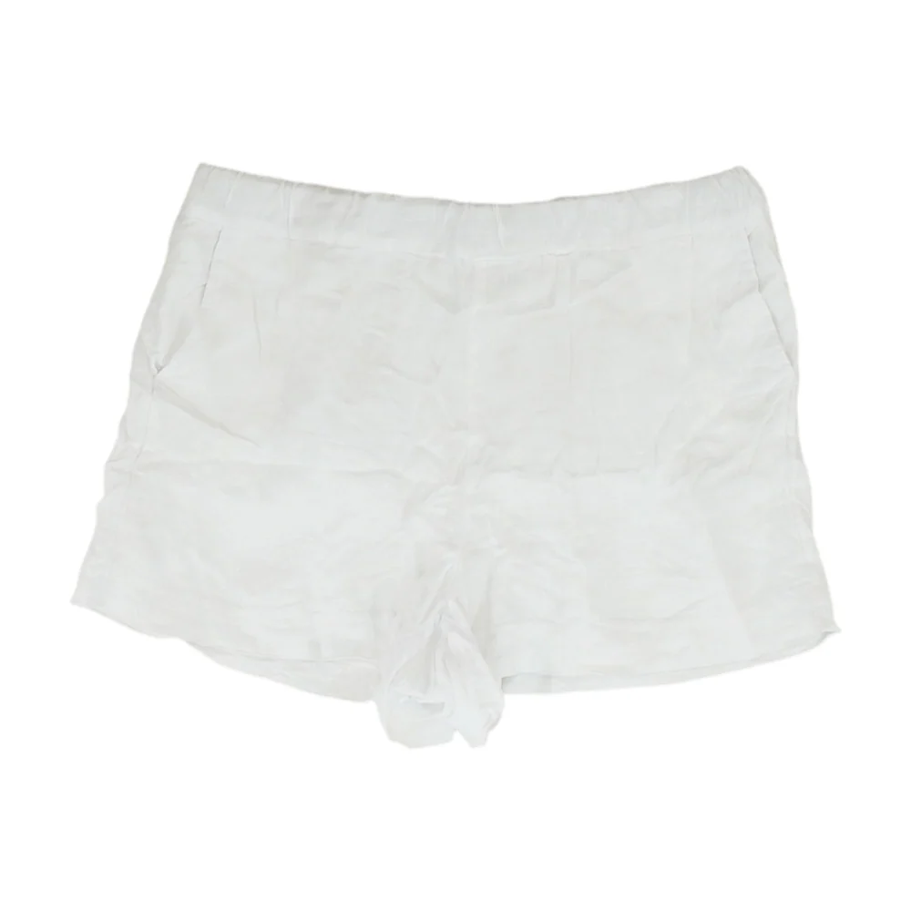 White Solid Knit Shorts