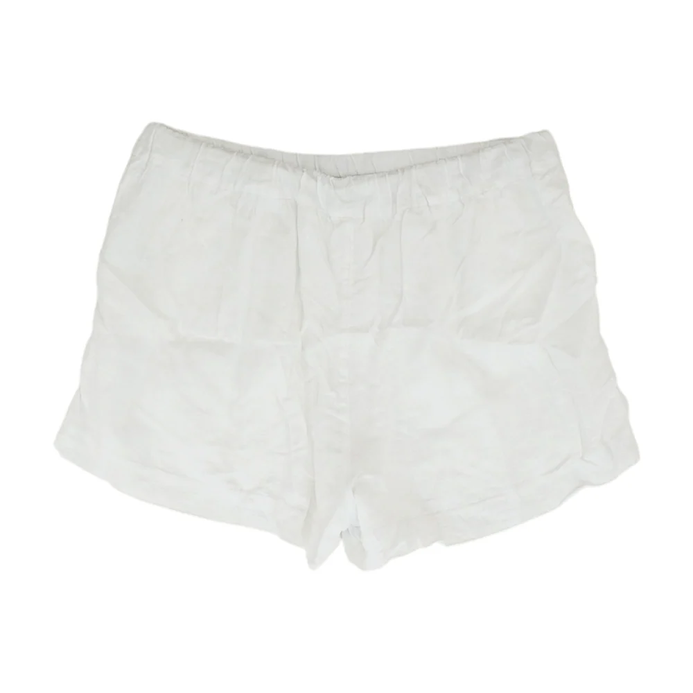 White Solid Knit Shorts - Image 2