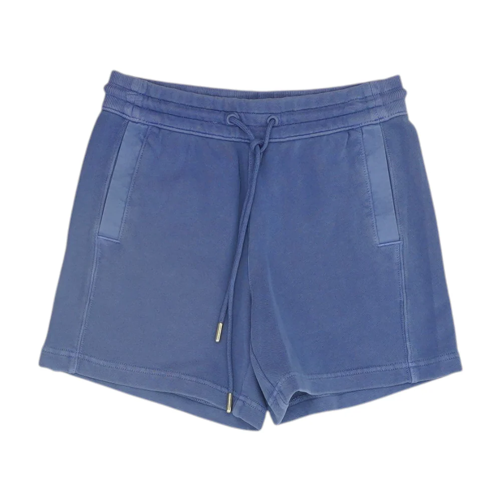 Blue Solid Knit Shorts
