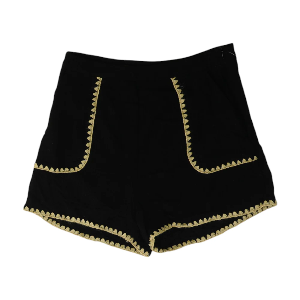 Black Solid Knit Shorts