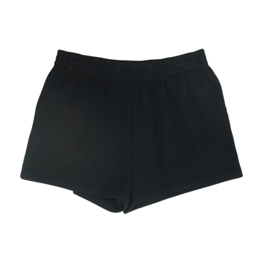 Black Solid Knit Shorts