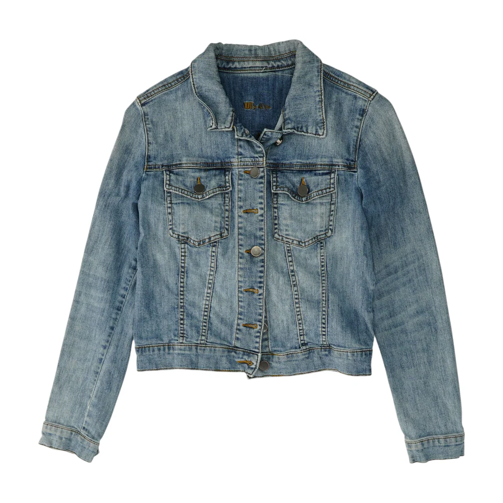 Blue Solid Denim Jacket