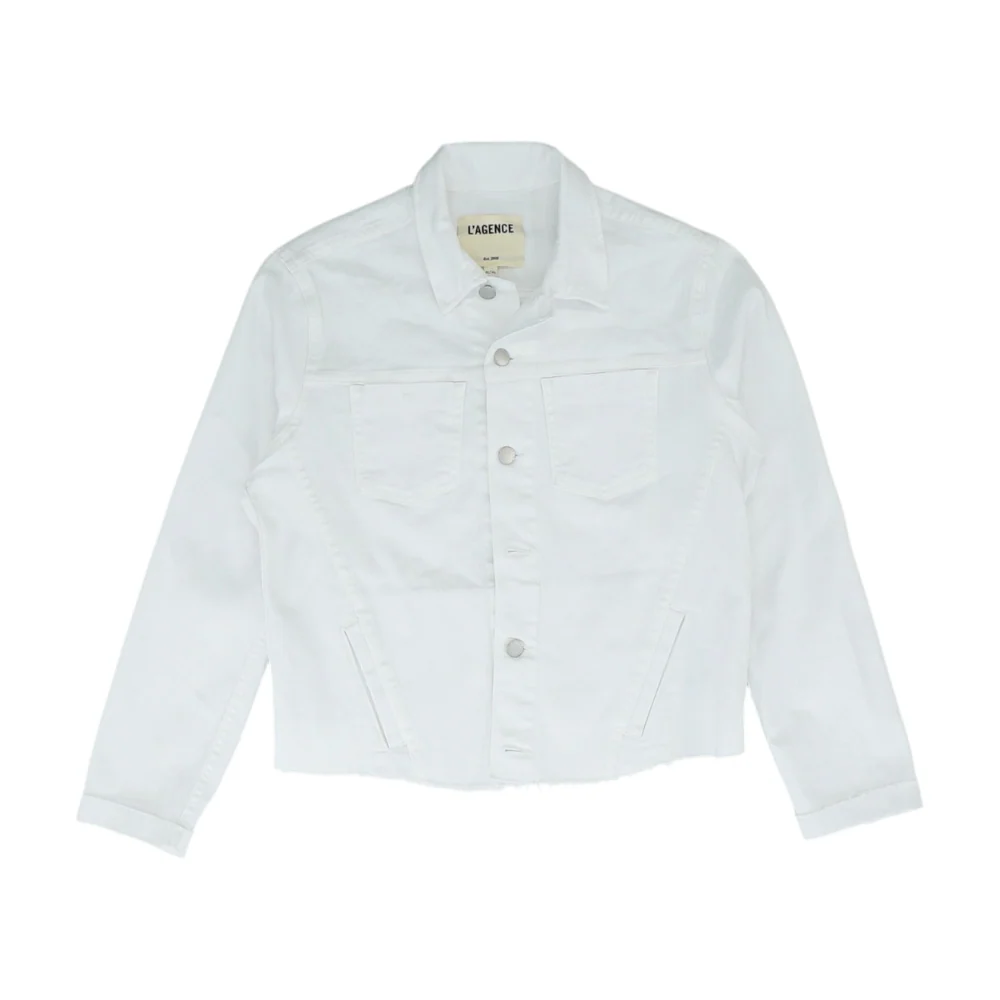 White Solid Denim Jacket