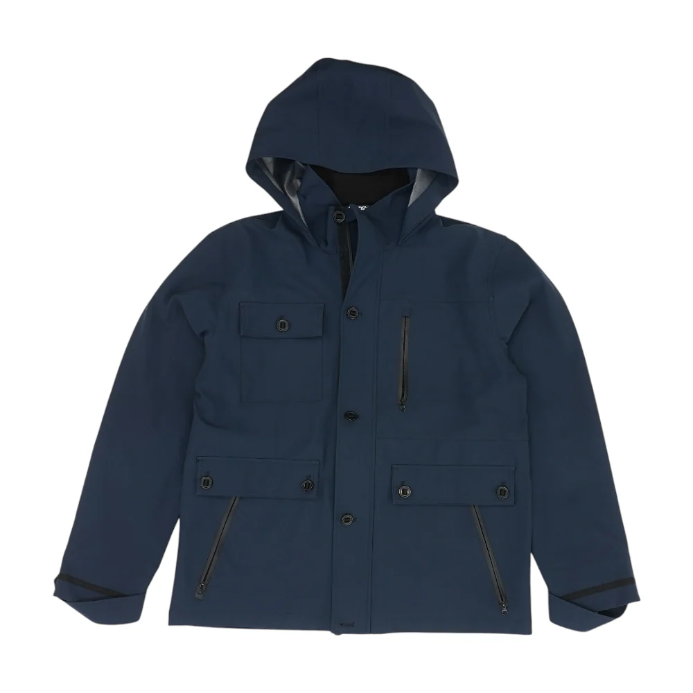 Blue Solid Rain Jacket