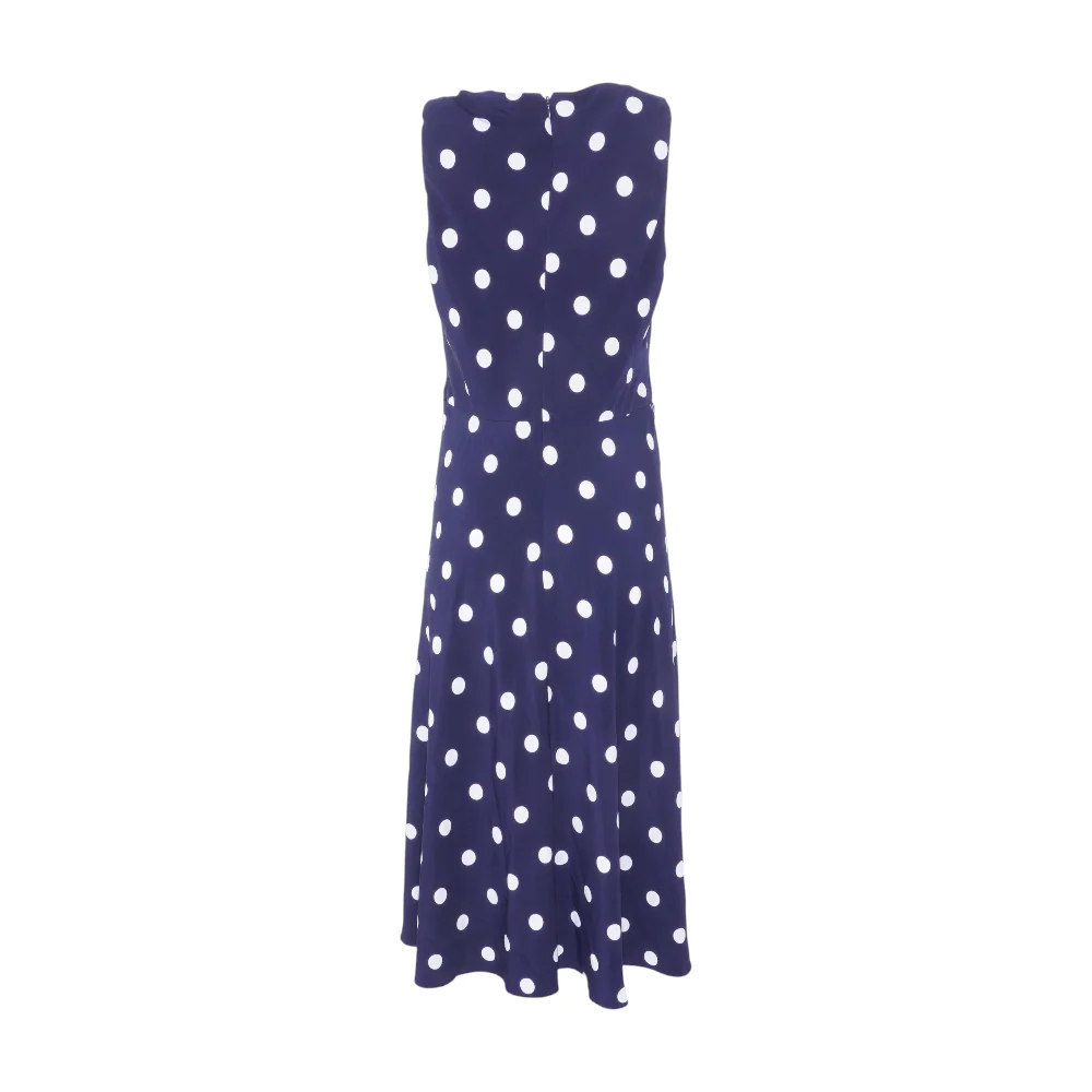 Navy Polka Dot Midi Dress - Image 2