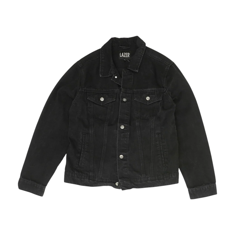 Black Solid Denim Jacket