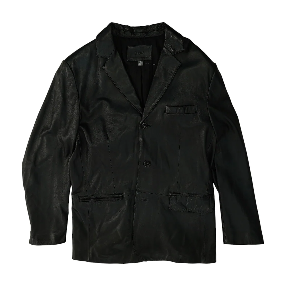 Black Solid Leather Jacket