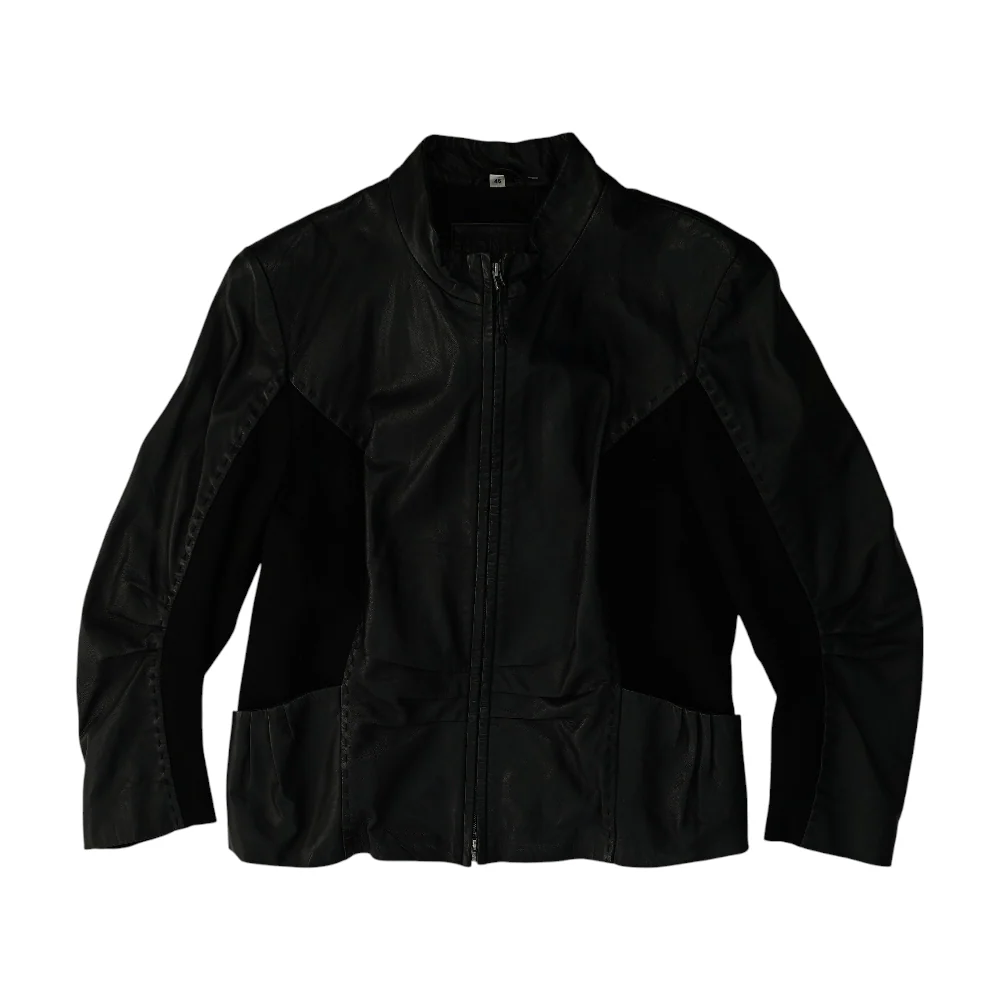 Black Solid Leather Jacket