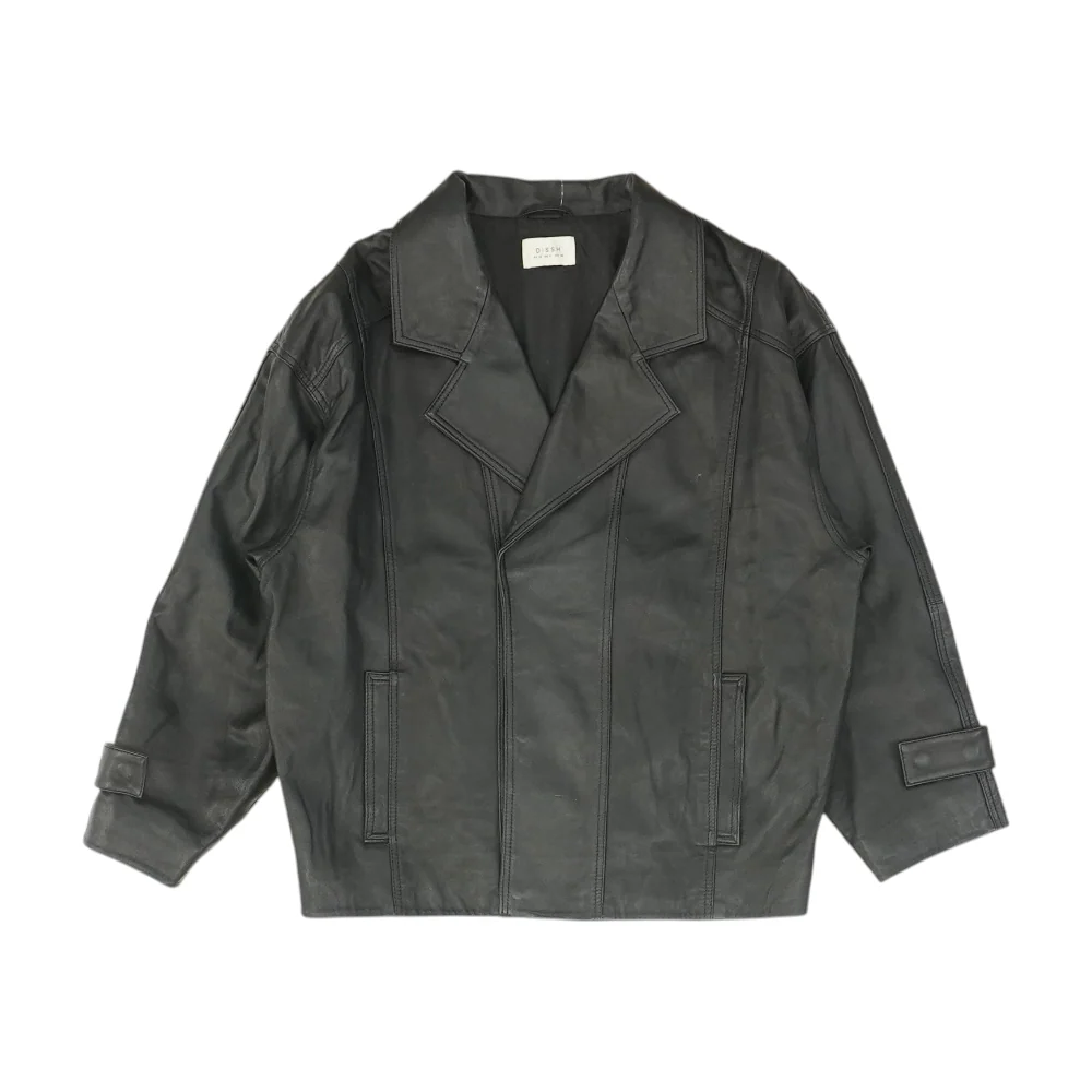 Black Solid Leather Jacket