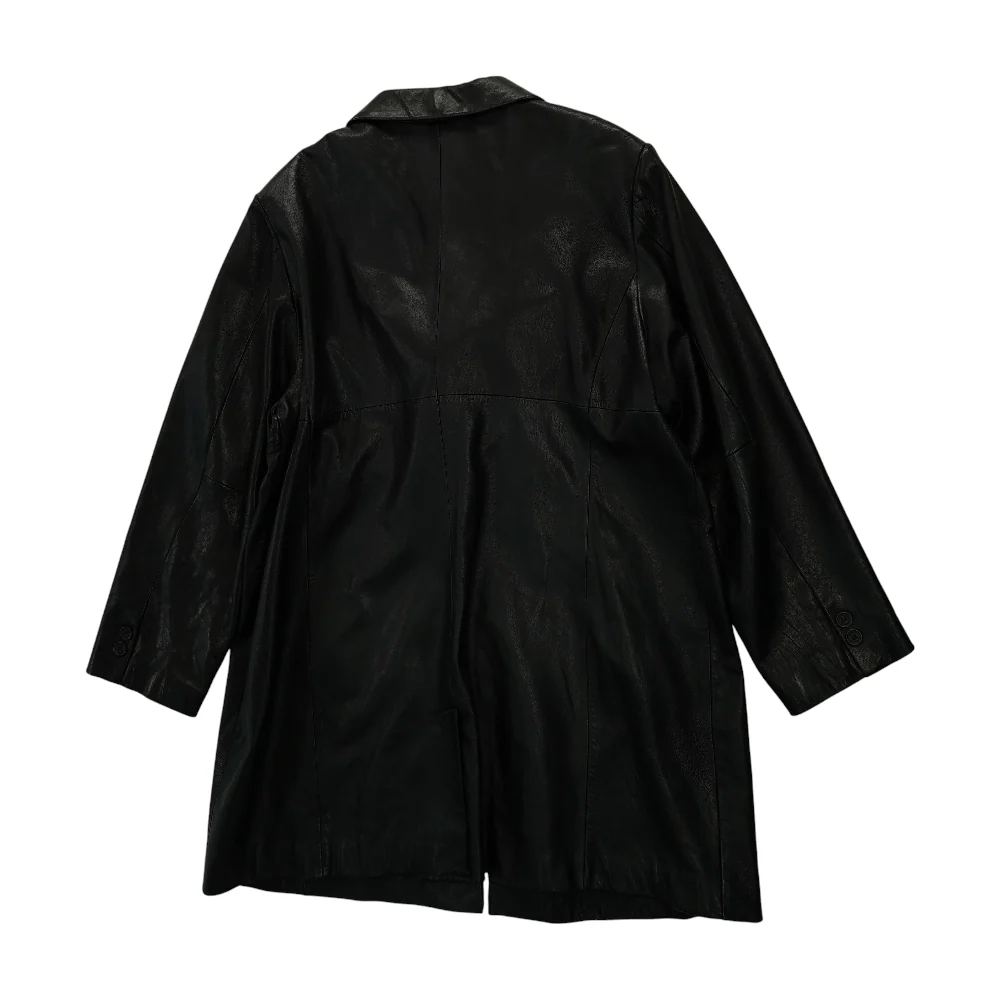 Black Plus Solid Leather Coat - Image 2