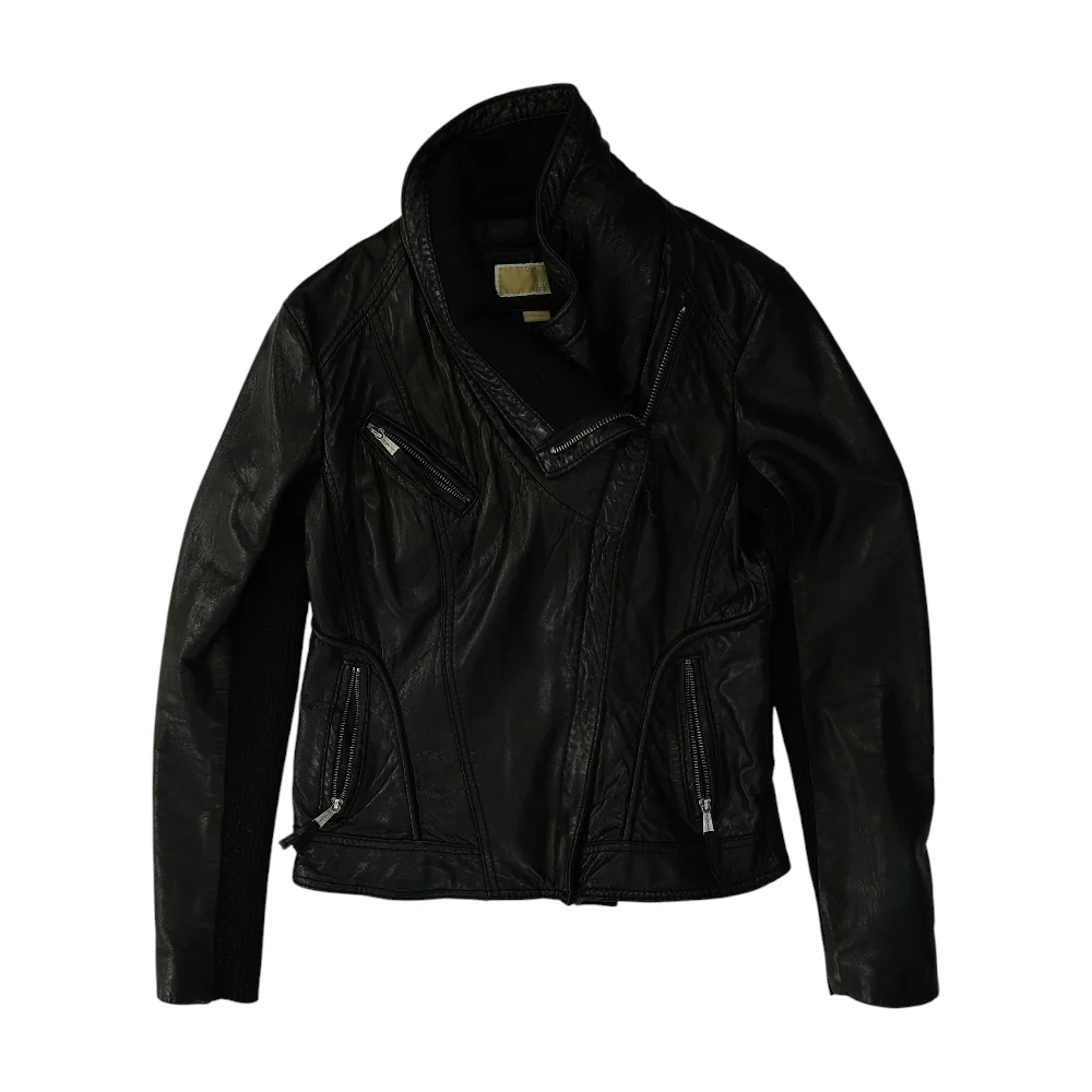 Black Solid Leather Jacket