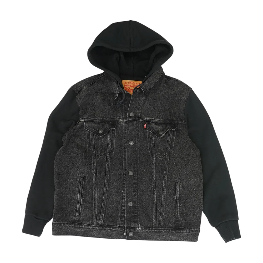 Black Solid Denim Jacket