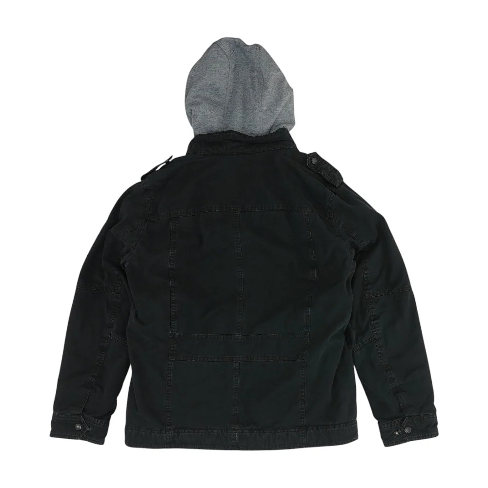 Black Solid Denim Jacket - Image 2