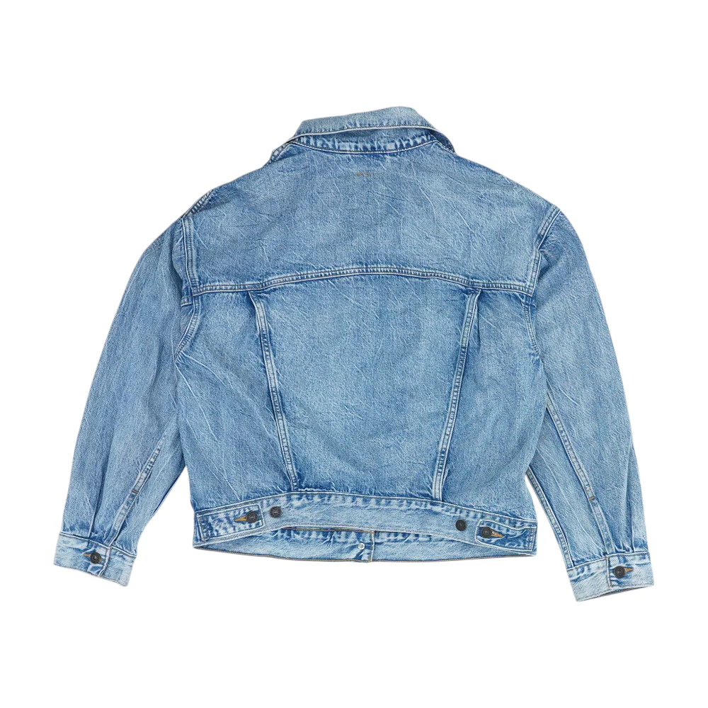 Blue Solid Denim Jacket - Image 2