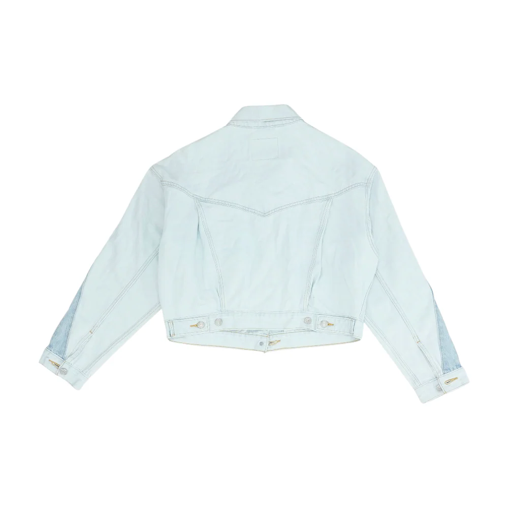 Blue Solid Denim Jacket - Image 2