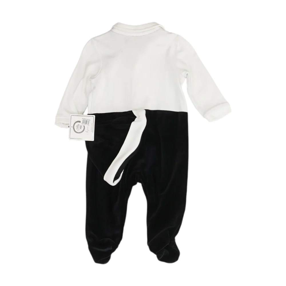 White Color Block Long Sleeve One-Piece - Image 2