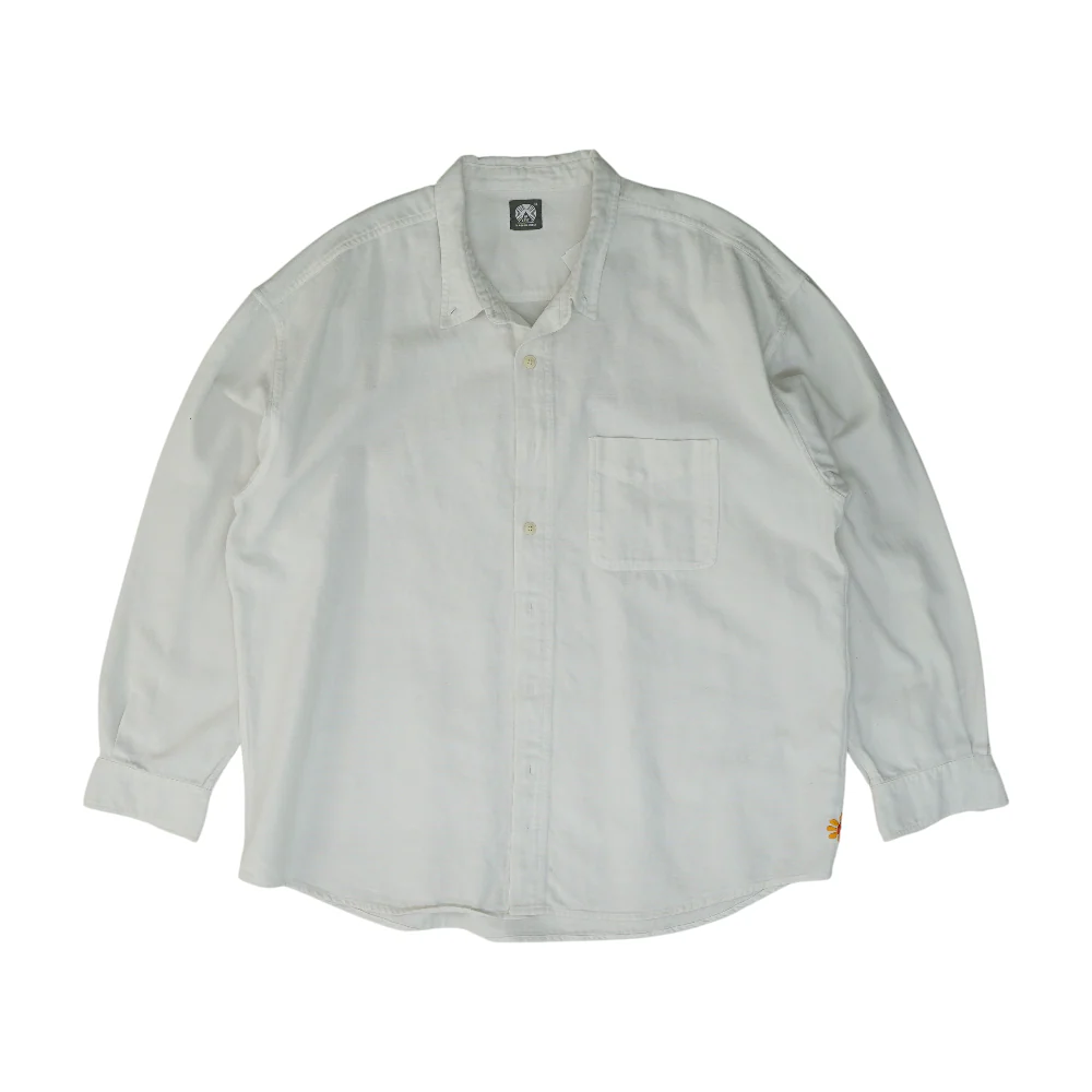 White Solid Long Sleeve Button Down
