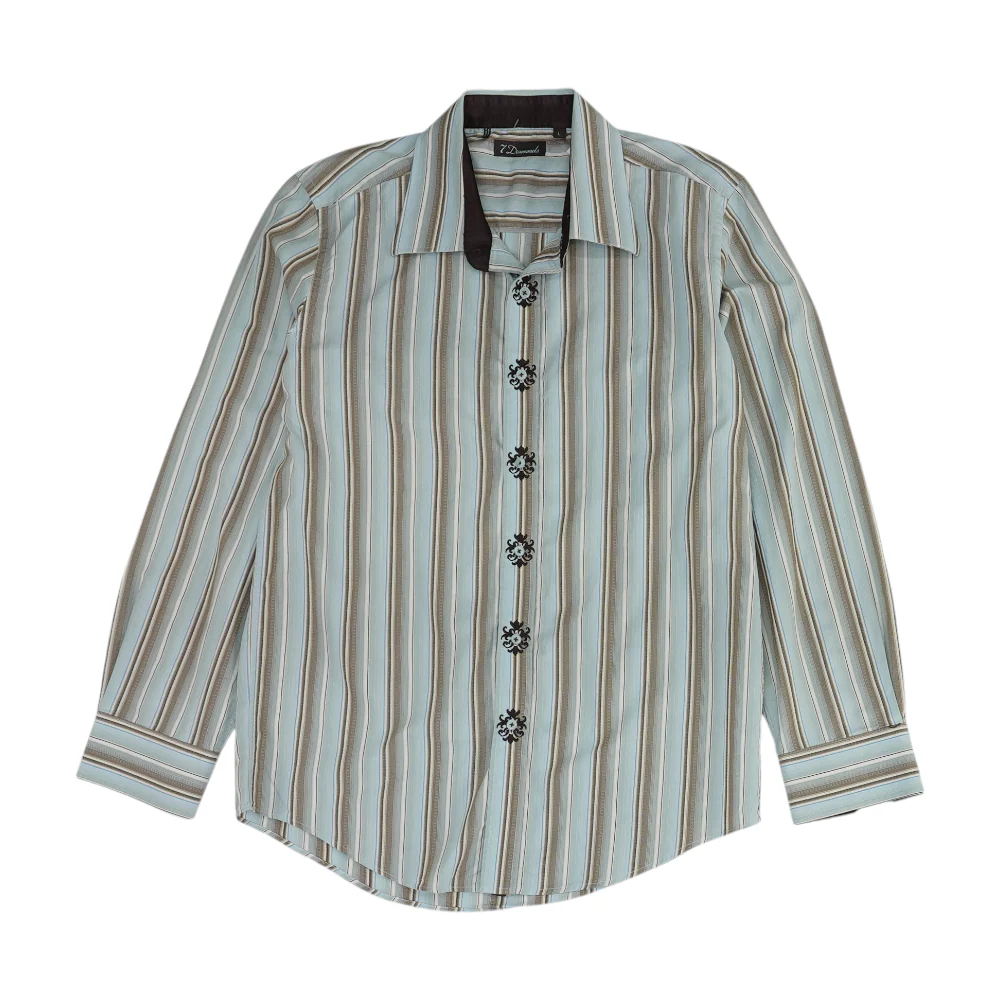 Green Striped Long Sleeve Button Down