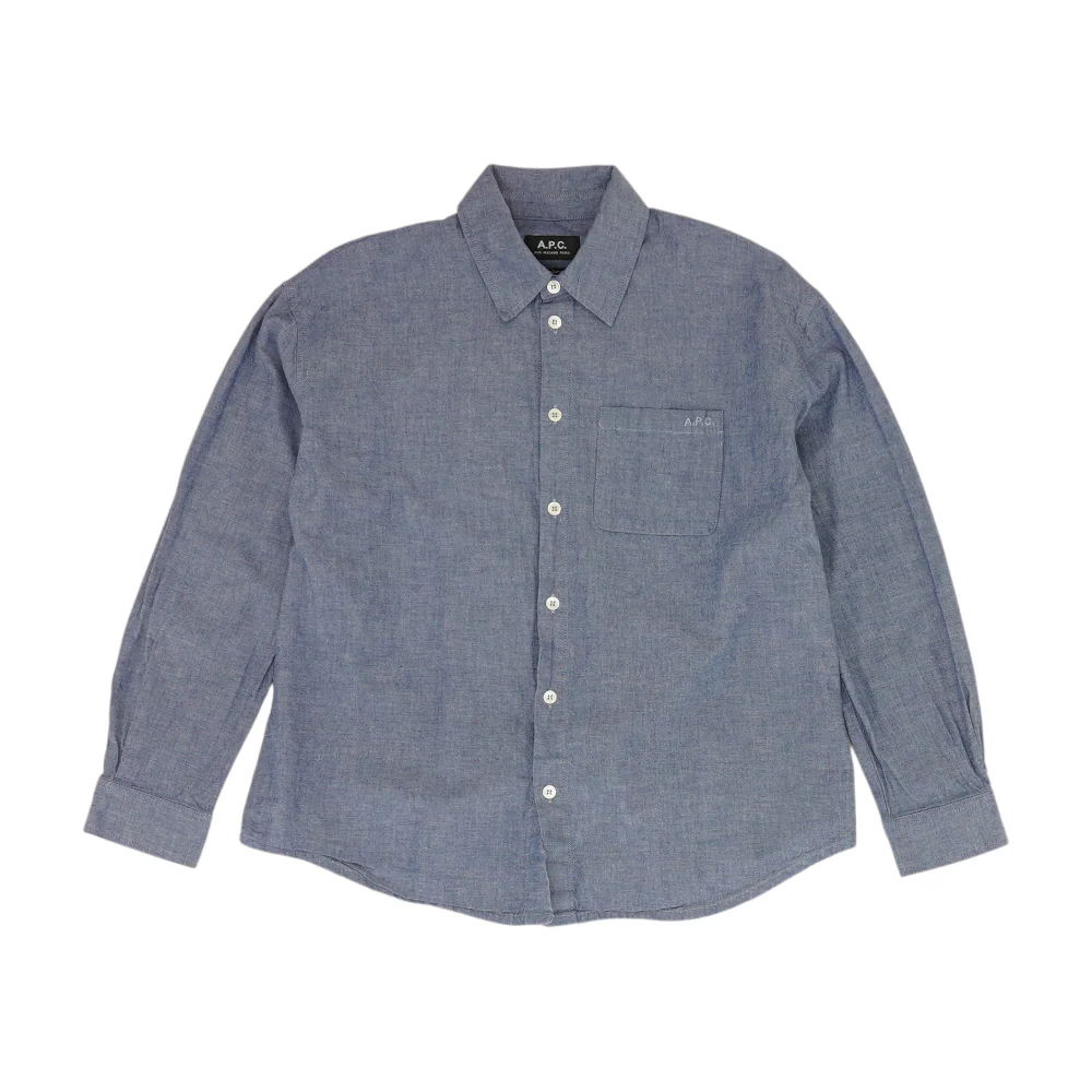 Blue Solid Long Sleeve Button Down