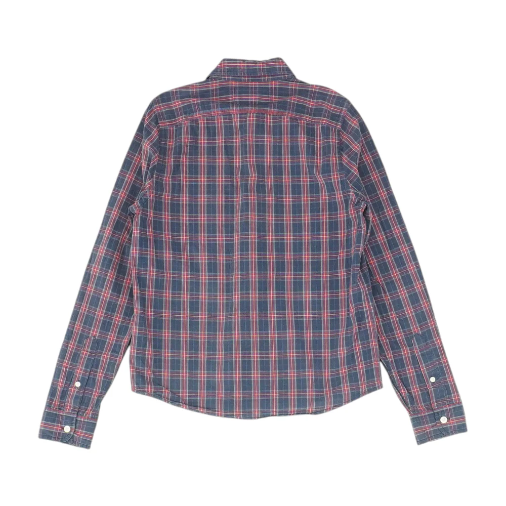 Navy Plaid Long Sleeve Button Down - Image 2