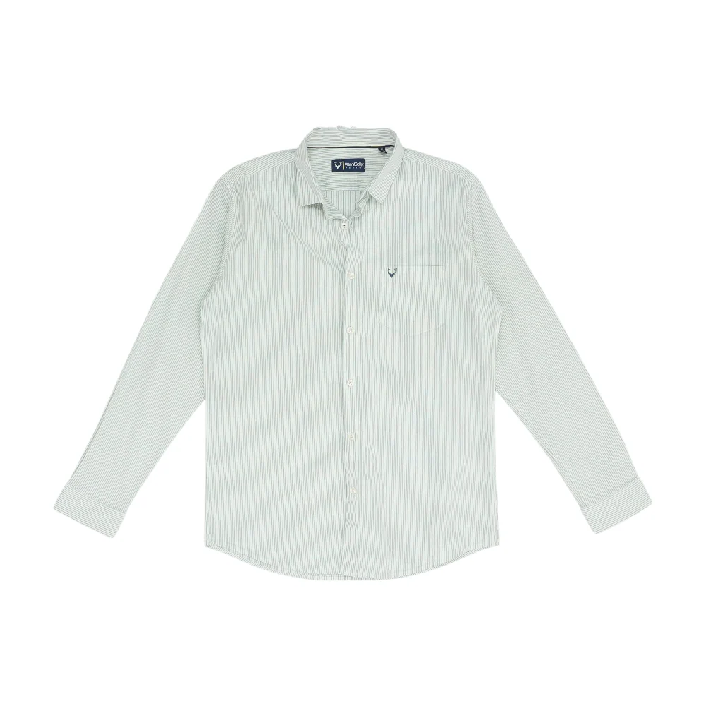 Green Striped Long Sleeve Button Down