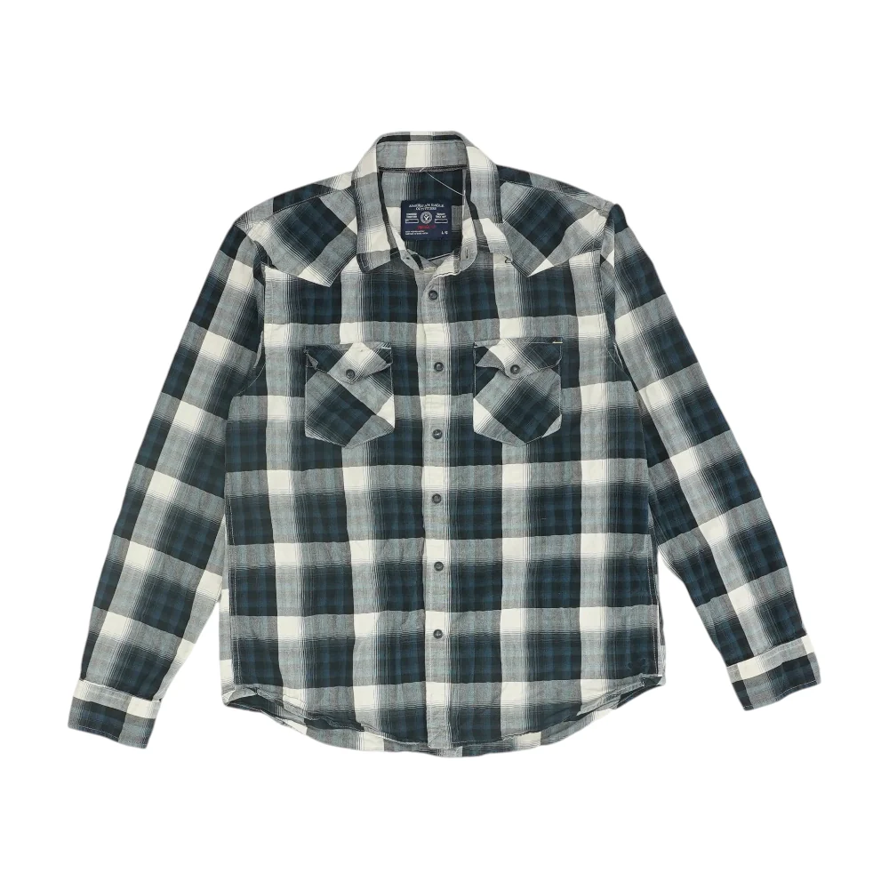 Blue Plaid Long Sleeve Button Down