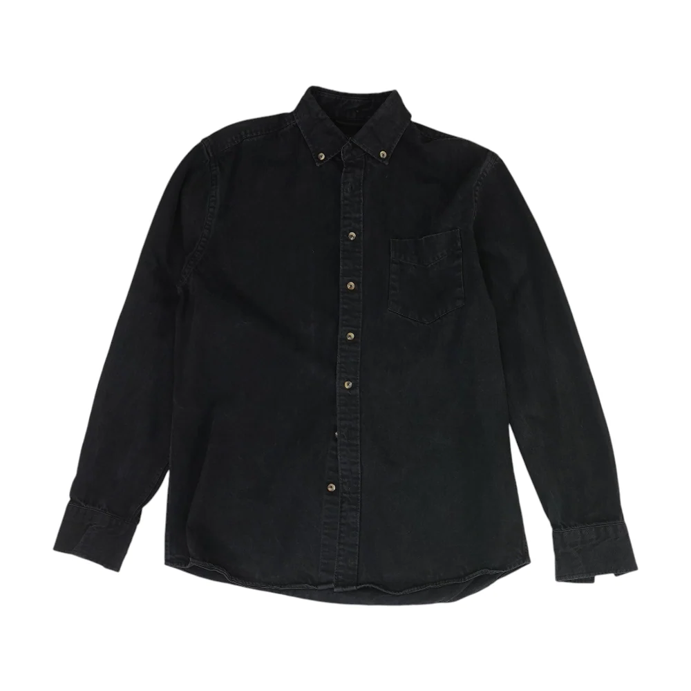 Black Solid Long Sleeve Button Down